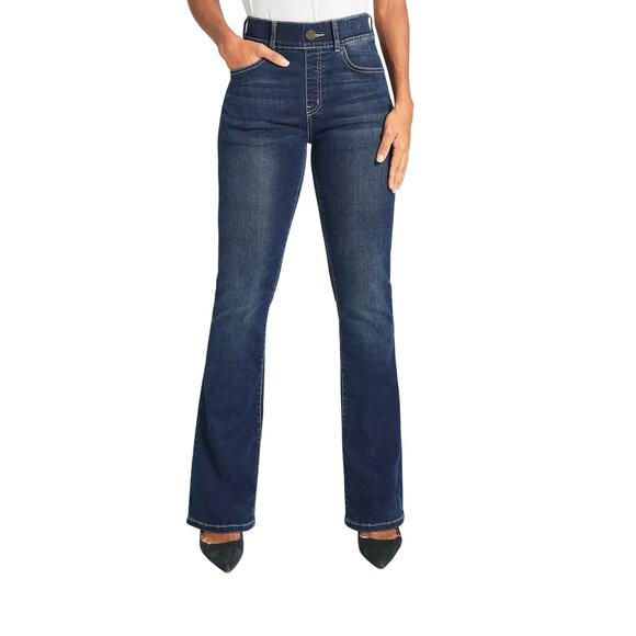 BetaBrand Women’s Boot Easy Pull On Sleek Denim Pants Dark Indigo Blue Size 1x - Picture 1 of 7